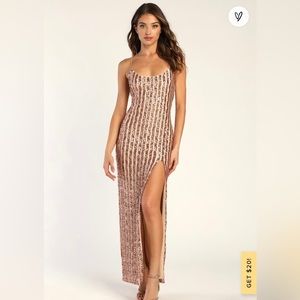 Beautiful sequin formal maxi side split dress